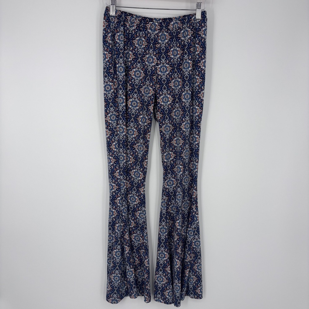 Earthbound‎ Trading Co Flare Pants Womens Large Blue Medallion Boho Bell Bottoms